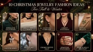 Christmas jewelry fashion, Christmas jewelry ideas, holiday jewelry trends, fall and winter accessories, festive jewelry ideas, Christmas earrings, gold jewelry styling, pearl jewelry, Christmas party accessories, winter fashion jewelry.